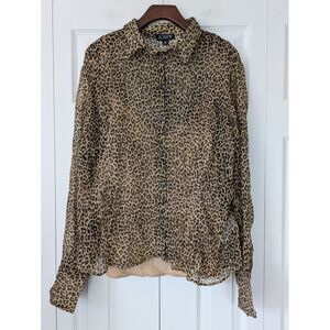 J. Crew Leopard Print Crinkle Chiffon Size 18 Brown NWT $148 CD521‎
